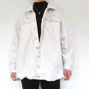 White Denim Silver Star Jacket